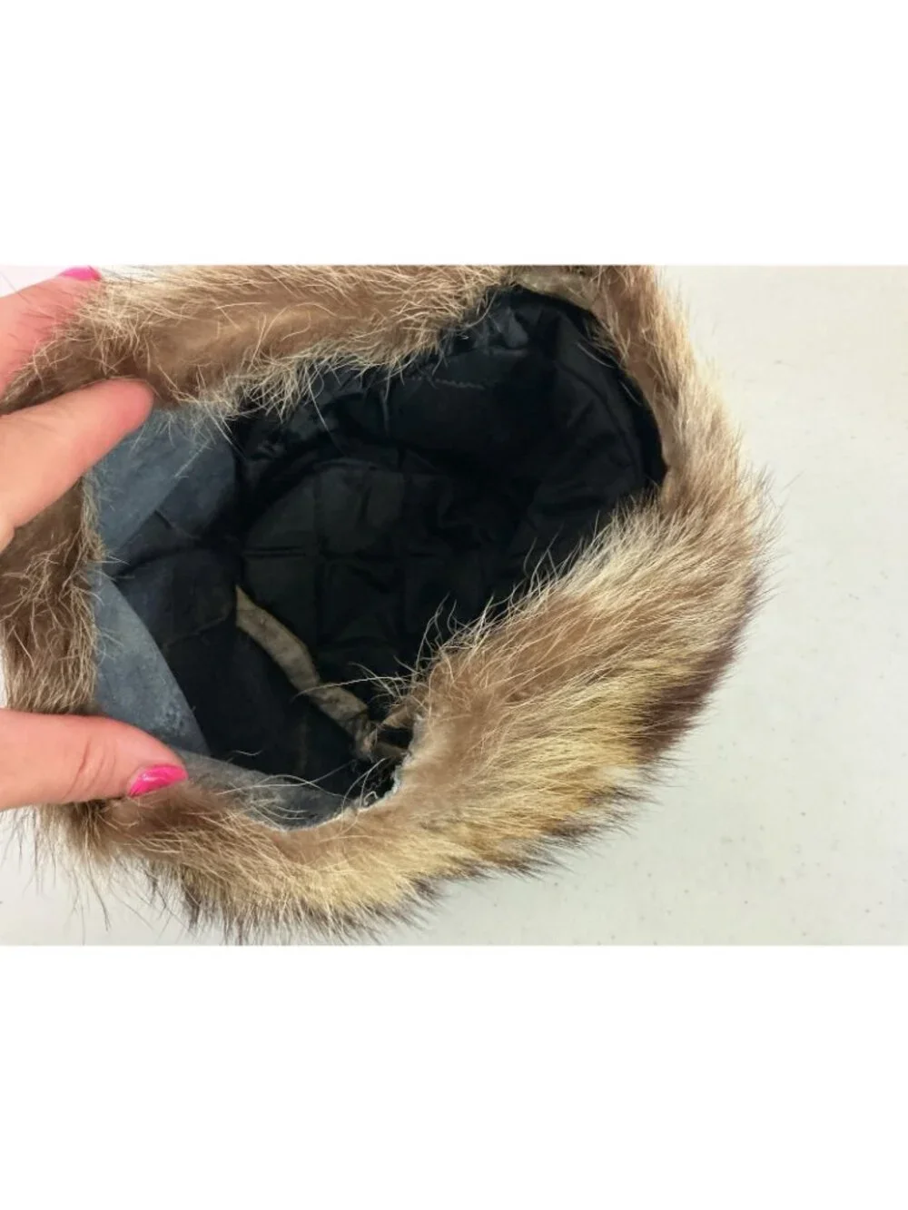 Vintage Raccoon Fur Hat Womens Small